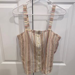 Madewell Multi Colored Stripped Button Tank, size Medium.
